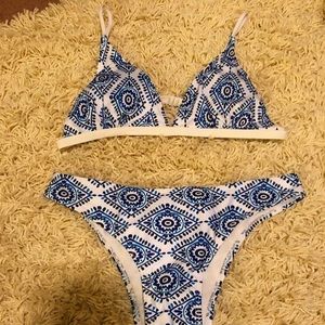 Blue & White bathing suit set